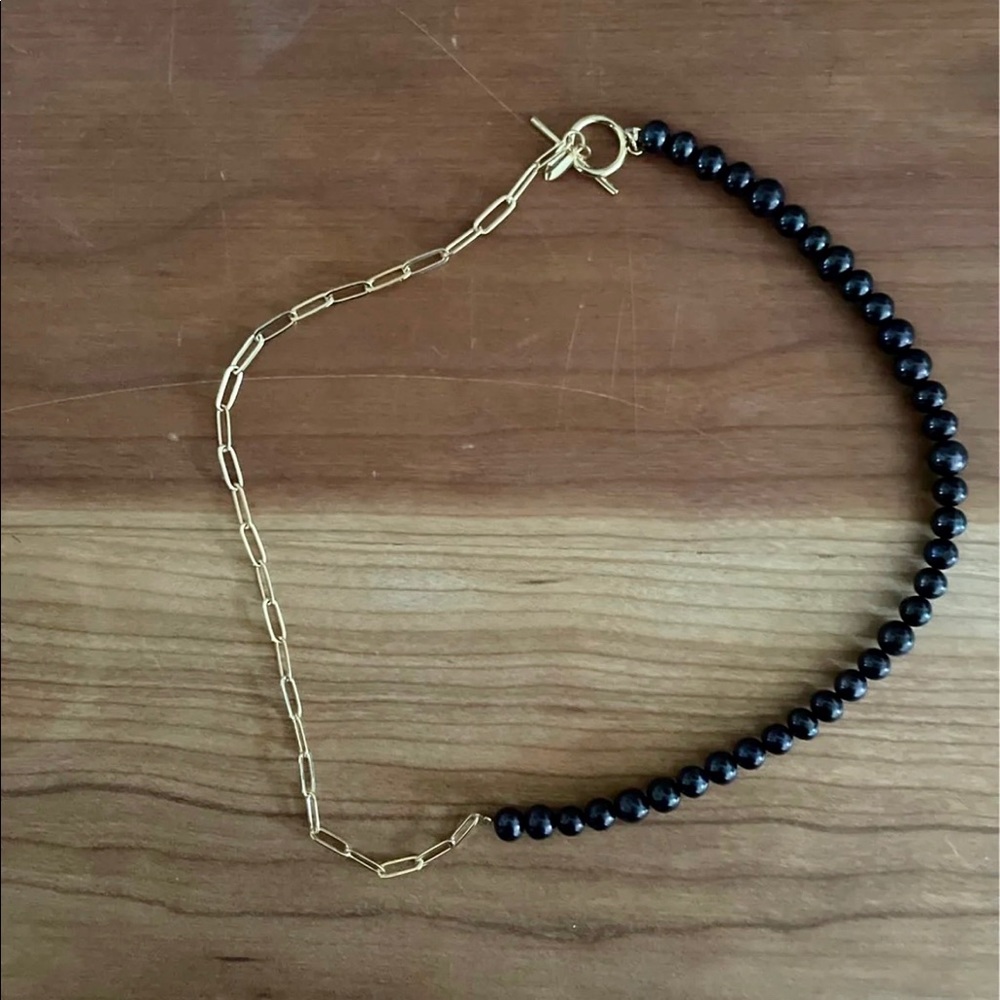 Verameat Gold and Black Pearl Choker
